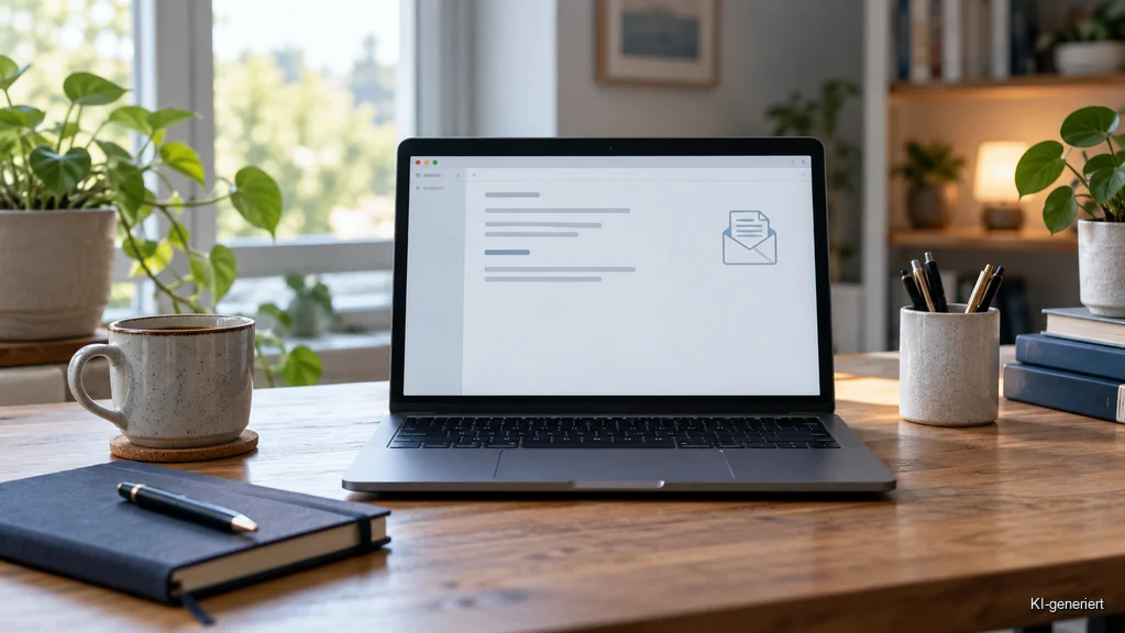Laptop mit neutraler Textdatei und Hinweis auf einen Sicherheitskontakt